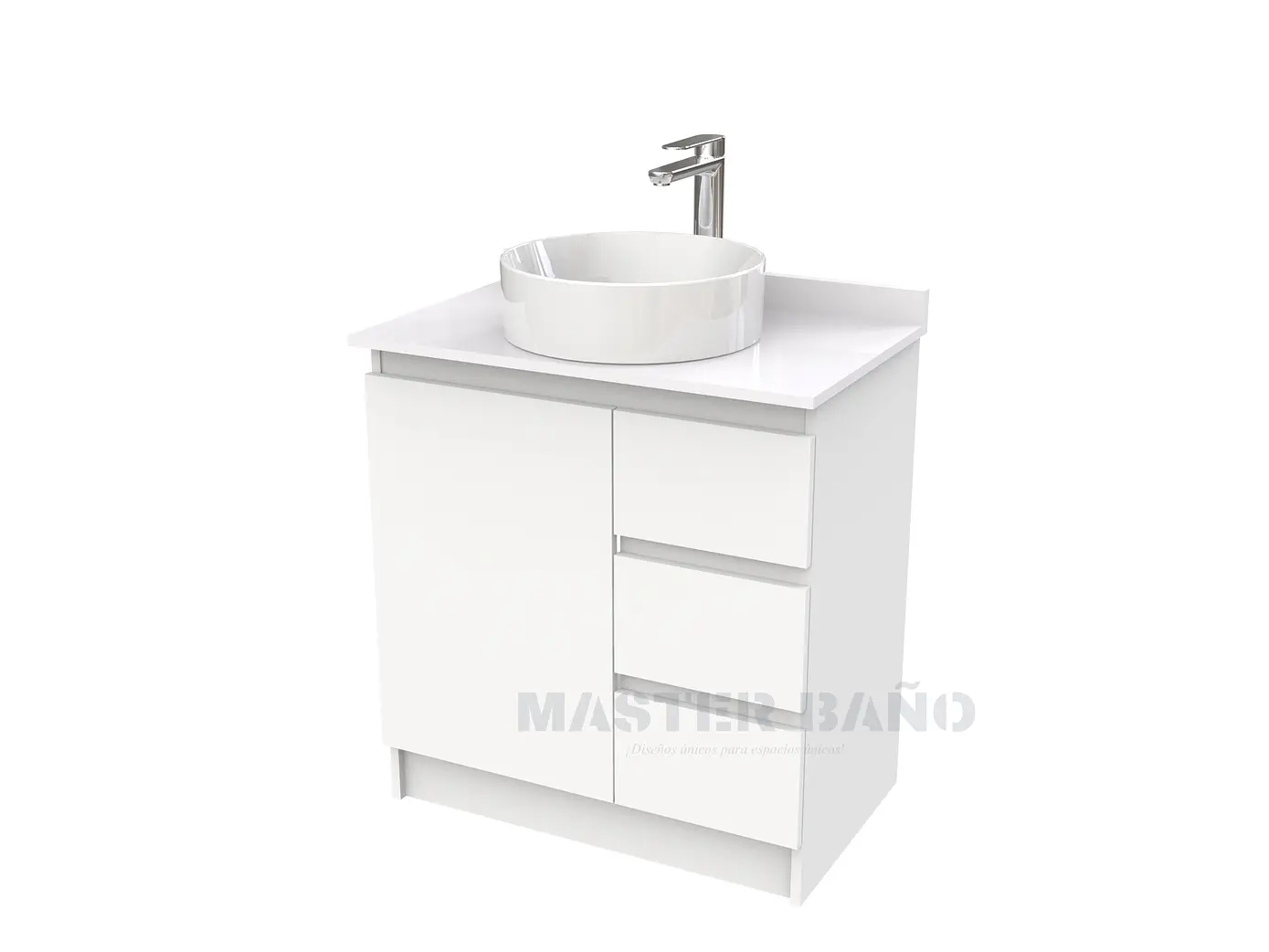Mueble Vanitorio al piso para lavamanos sobreponer simple de 60 cm M2-630-SPA / Blanco 1