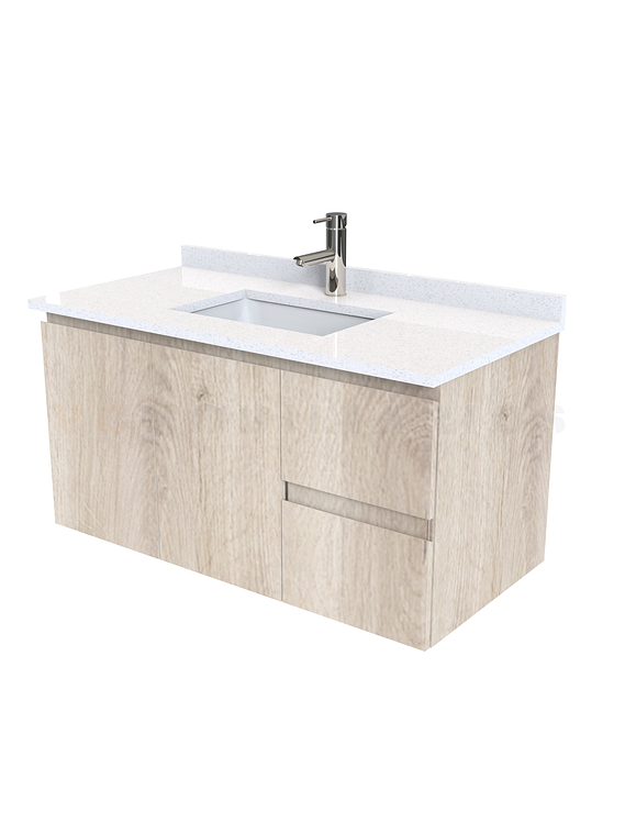 Mueble vanitorio aereo de 100 cm con cubierta de cuarzo / M2-1038-A / Jerez 1