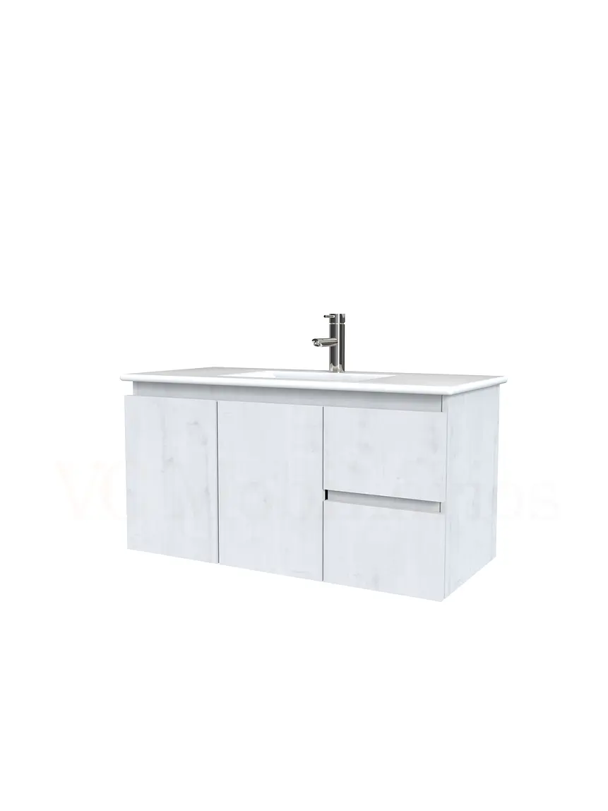 Mueble vanitorio aereo con cubierta de loza de 90 cm  /  M2-901-A / Alaska 1