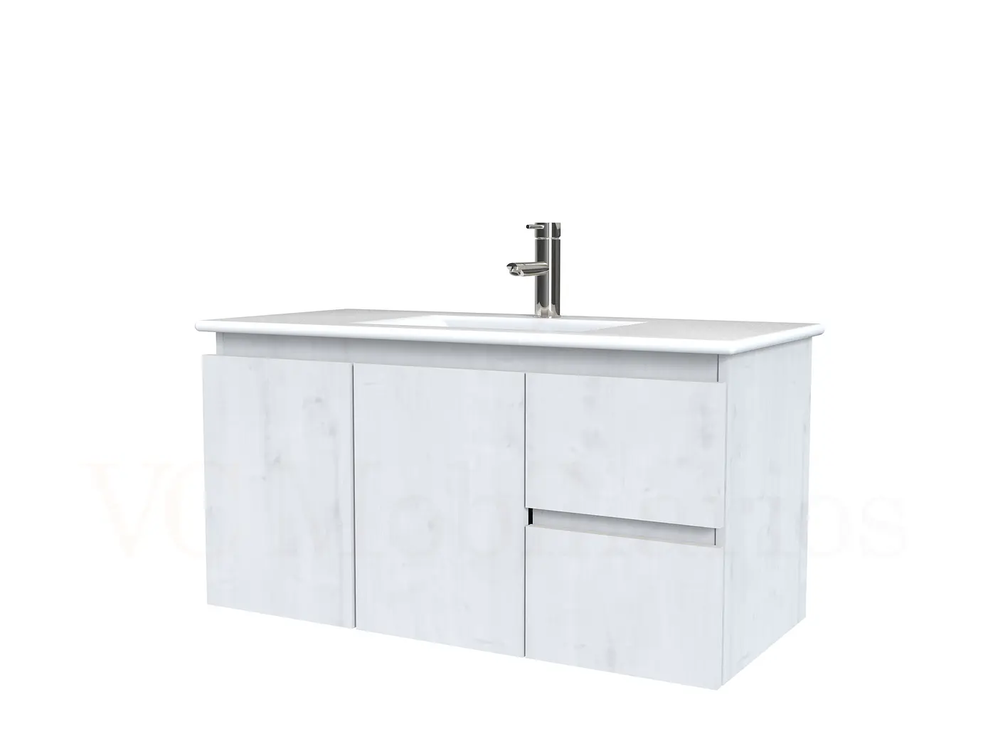 Mueble vanitorio aereo con cubierta de loza de 90 cm  /  M2-901-A / Alaska 1