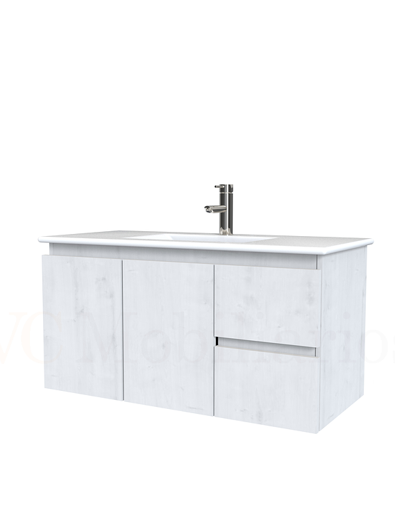 Mueble vanitorio aereo con cubierta de loza de 90 cm  /  M2-901-A / Alaska 1