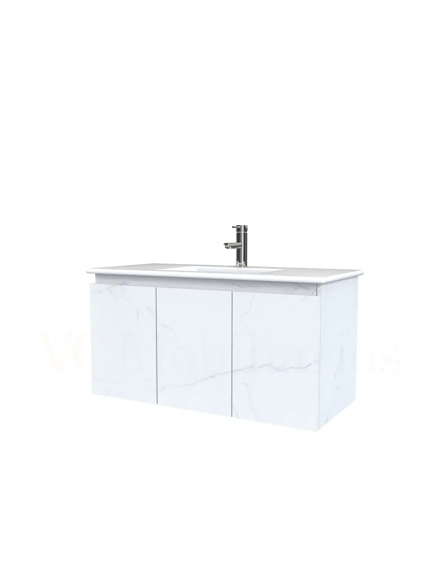 Mueble vanitorio aereo con cubierta de loza de 90 cm  /  M0-901-A / Marmara 1