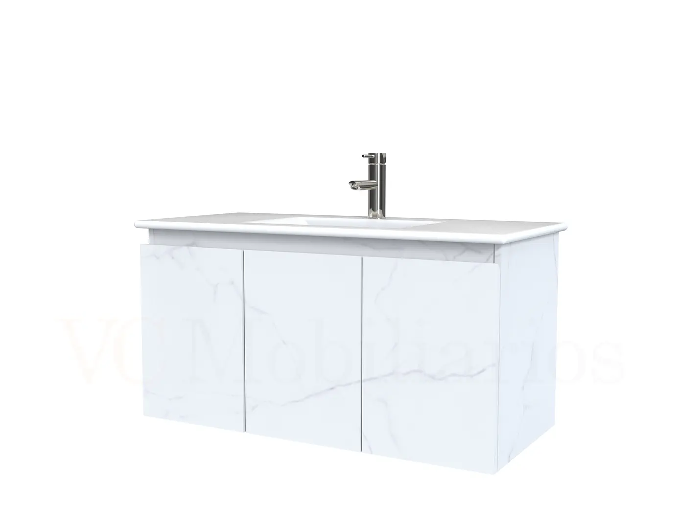 Mueble vanitorio aereo con cubierta de loza de 90 cm  /  M0-901-A / Marmara 1