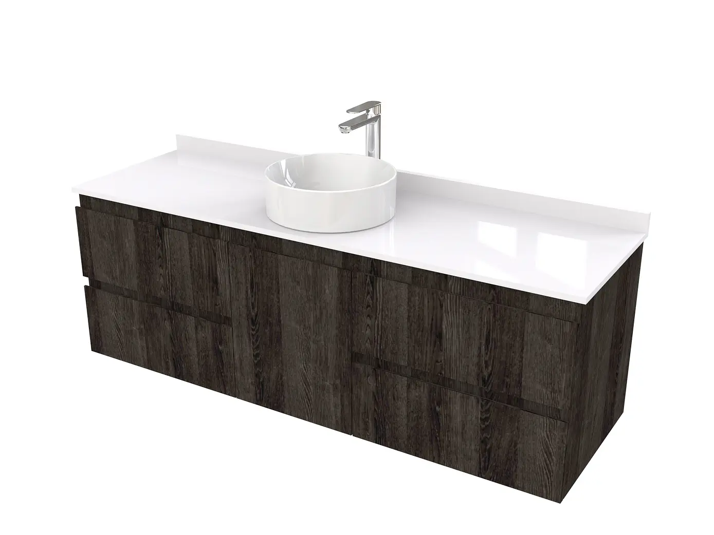 Mueble Vanitorio  aereo para lavamanos sobreponer simple de 160 cm M2-1630-SPA / Espresso 1