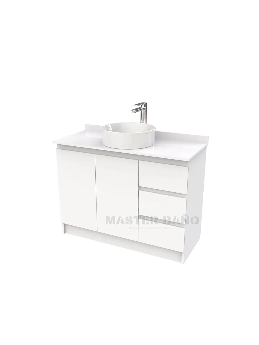 Mueble Vanitorio al piso para lavamanos sobreponer simple de 90 cm M2-930-SPA / Blanco 1