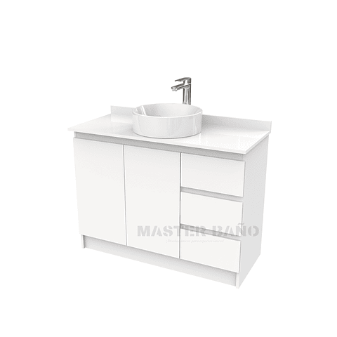 Mueble Vanitorio al piso para lavamanos sobreponer simple de 90 cm M2-930-SPA / Blanco
