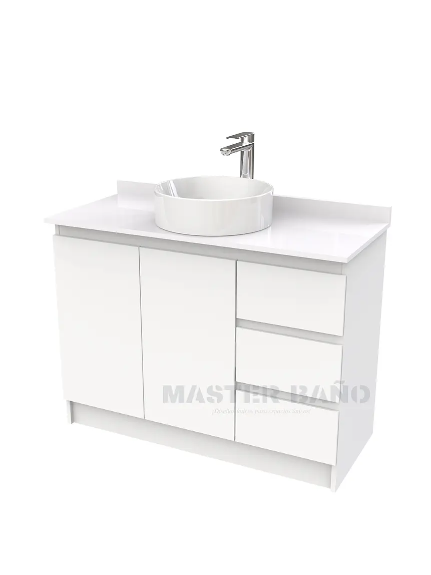 Mueble Vanitorio al piso para lavamanos sobreponer simple de 90 cm M2-930-SPA / Blanco 1