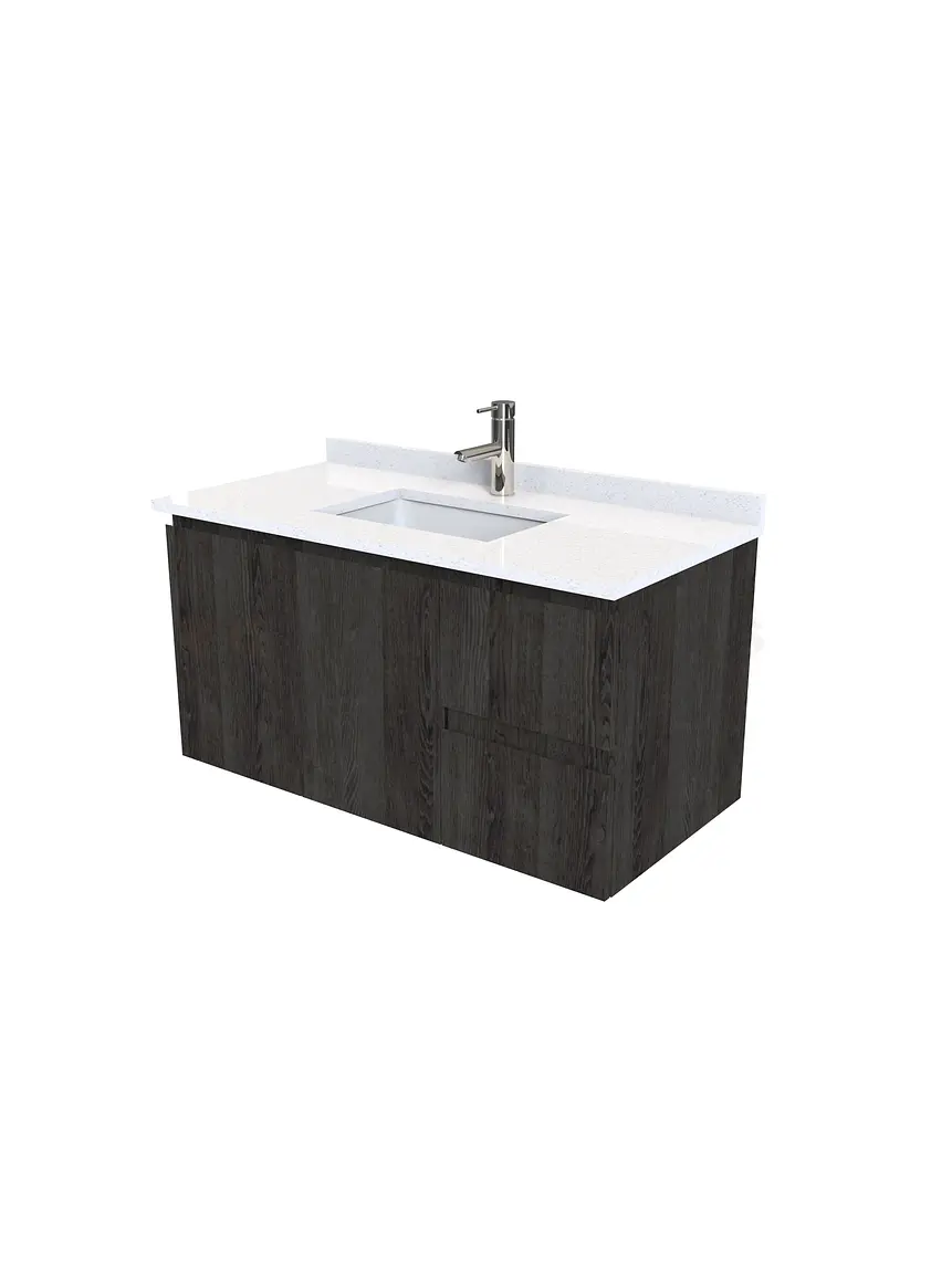 Mueble vanitorio aereo de 100 cm con cubierta de cuarzo / M2-1038-A / Espresso 1