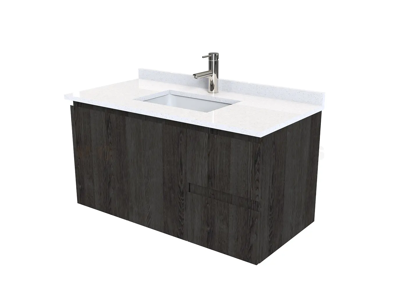 Mueble vanitorio aereo de 100 cm con cubierta de cuarzo / M2-1038-A / Espresso 1