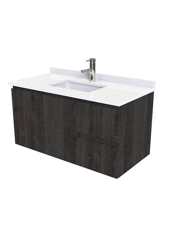 Mueble vanitorio aereo de 100 cm con cubierta de cuarzo / M2-1038-A / Espresso 1