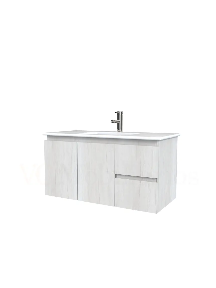 Mueble vanitorio aereo con cubierta de loza de 90 cm  /  M2-901-A / Toscana 1