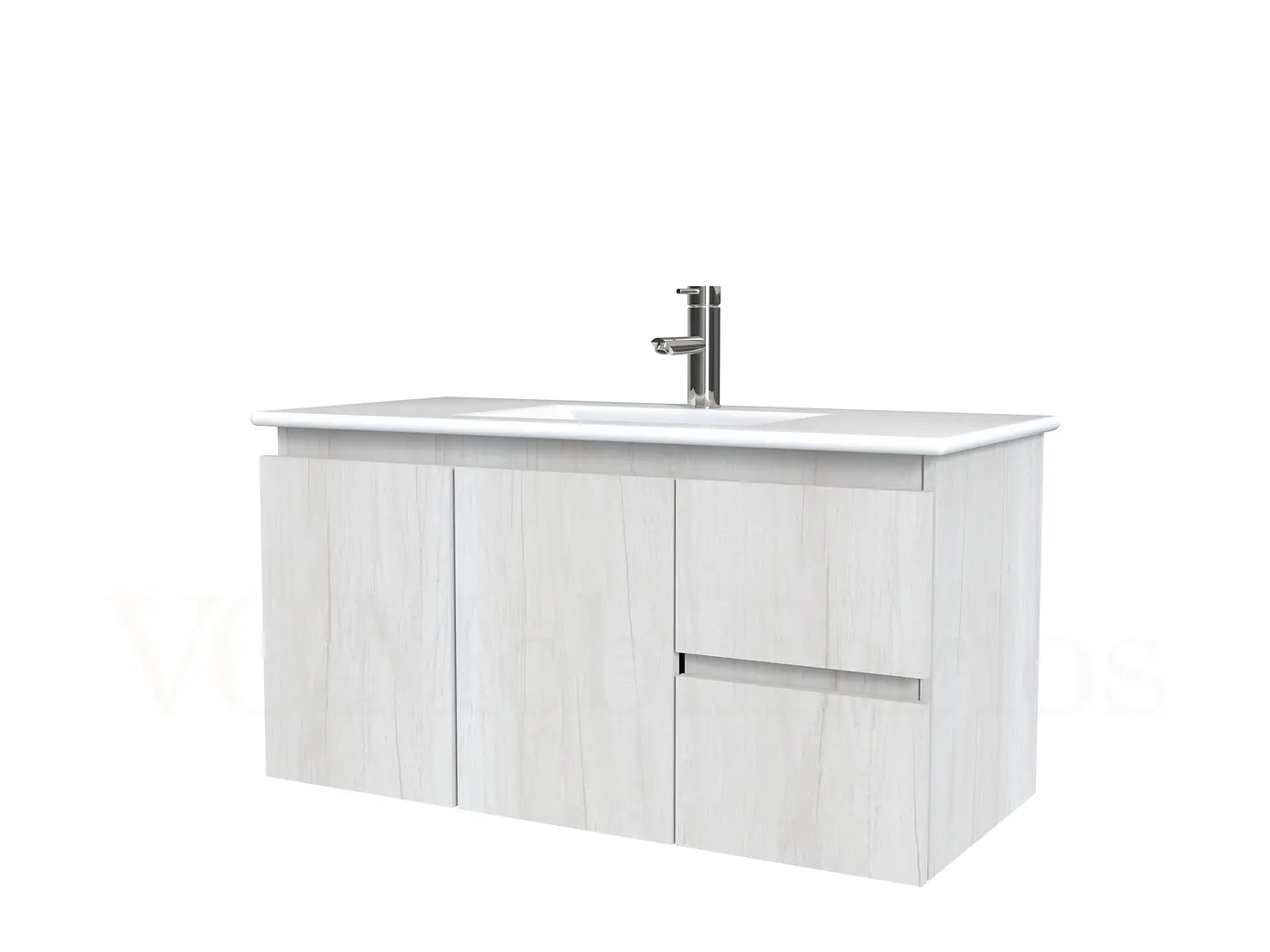 Mueble vanitorio aereo con cubierta de loza de 90 cm  /  M2-901-A / Toscana 1