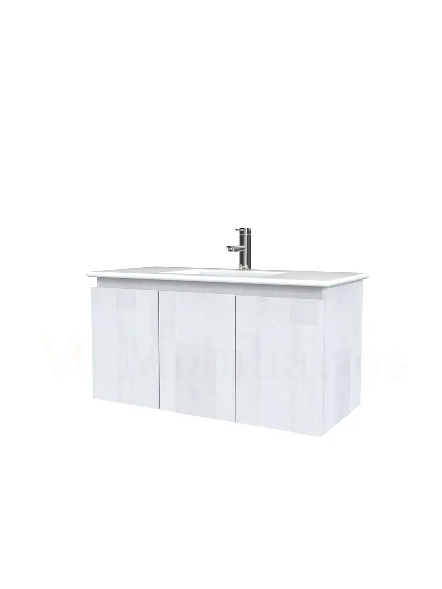 Mueble vanitorio aereo con cubierta de loza de 90 cm  /  M0-901-A / Legno 1