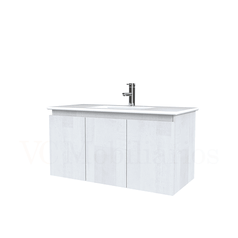 Mueble vanitorio aereo con cubierta de loza de 90 cm  /  M0-901-A / Legno