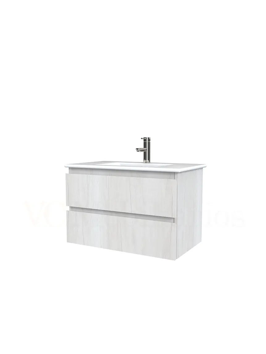 Mueble vanitorio aereo con cubierta de loza de 70 cm  /  M3-701-A / Toscana 1