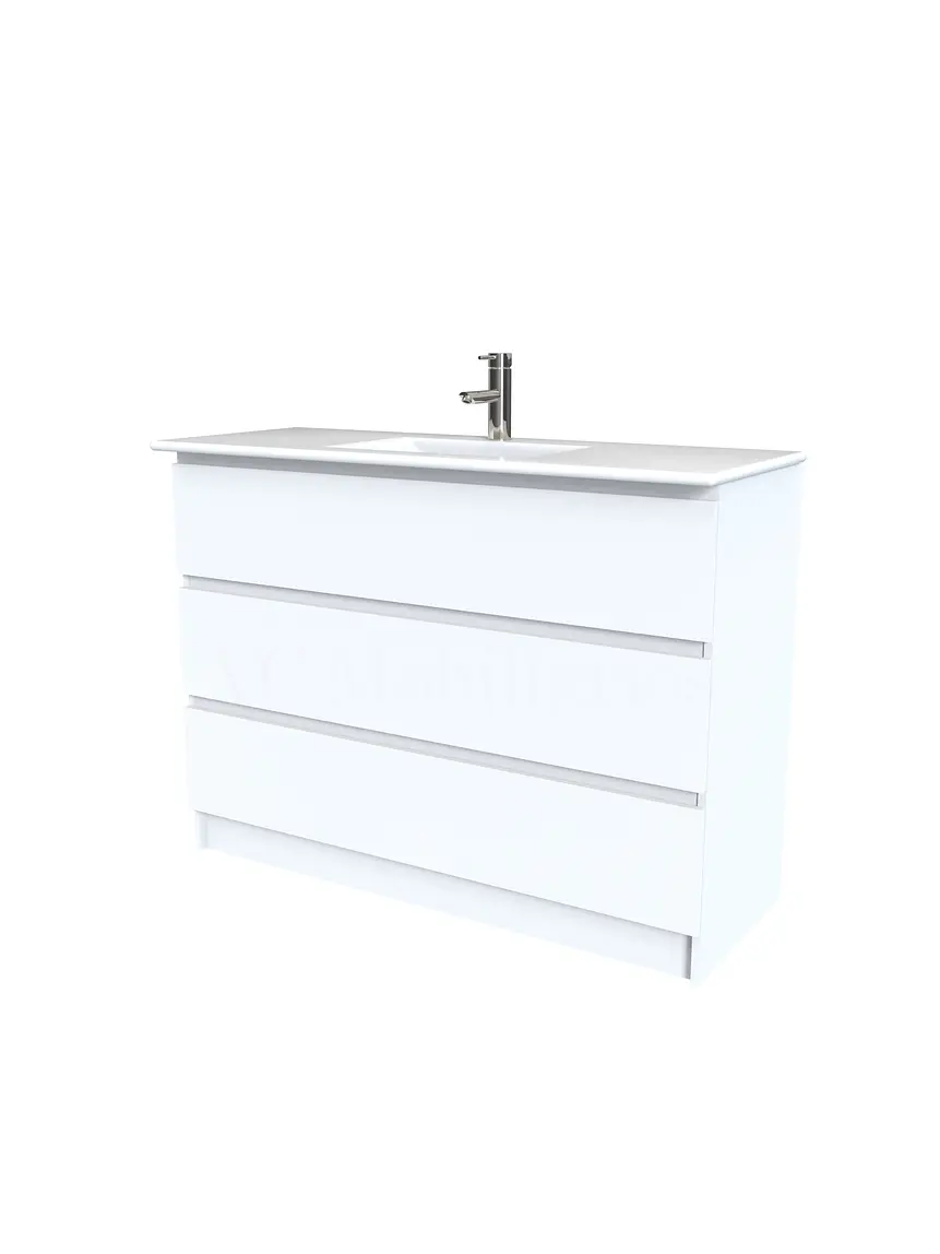 Mueble vanitorio al piso  de 120  cm con cubierta de loza M3-1201  / Blanco 1