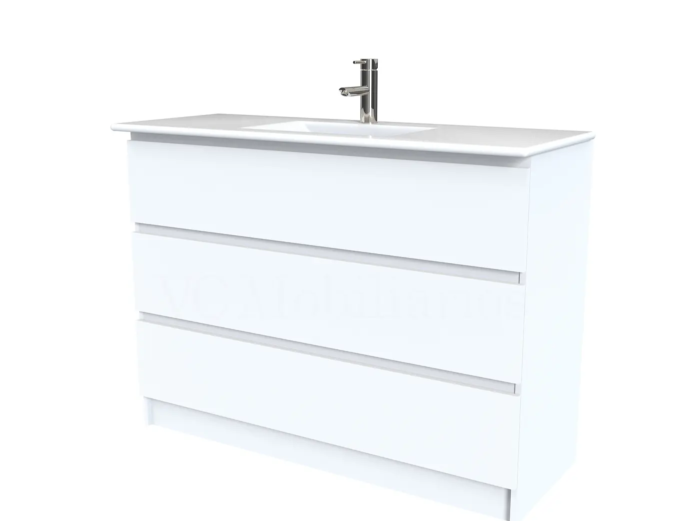 Mueble vanitorio al piso  de 120  cm con cubierta de loza M3-1201  / Blanco 1