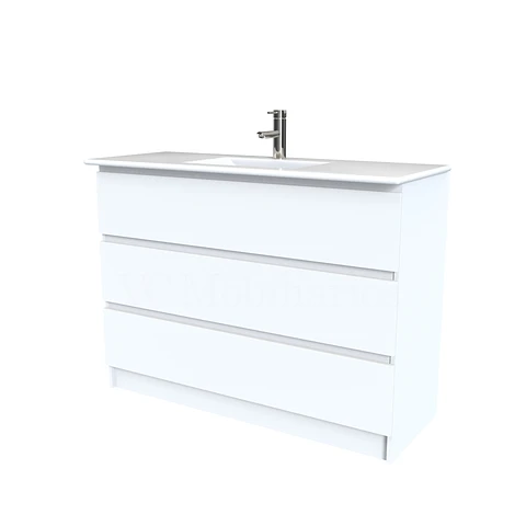 Mueble vanitorio al piso  de 120  cm con cubierta de loza M3-1201  / Blanco