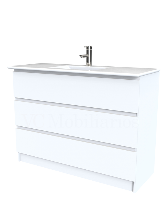 Mueble vanitorio al piso  de 120  cm con cubierta de loza M3-1201  / Blanco 1