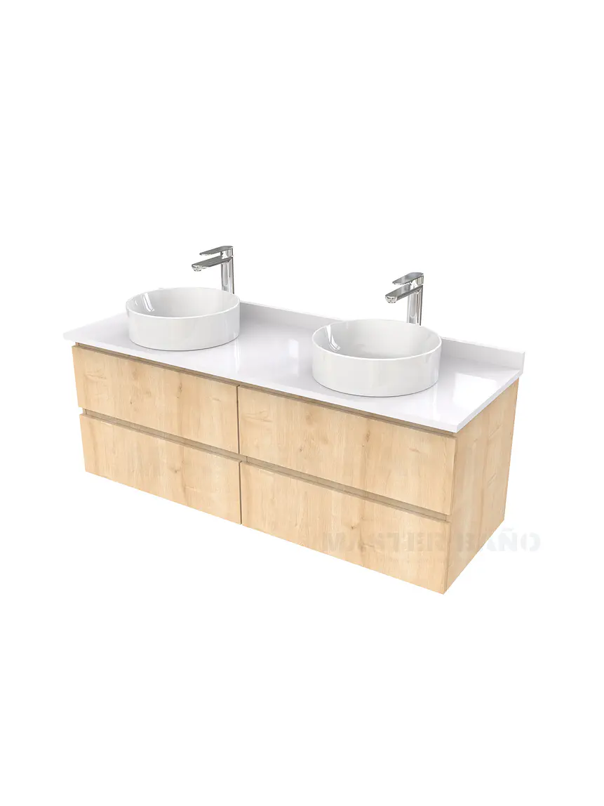 Mueble Vanitorio  para lavamanos sobreponer simple de 150 cm M4-1530-SPA  / Rustico 1