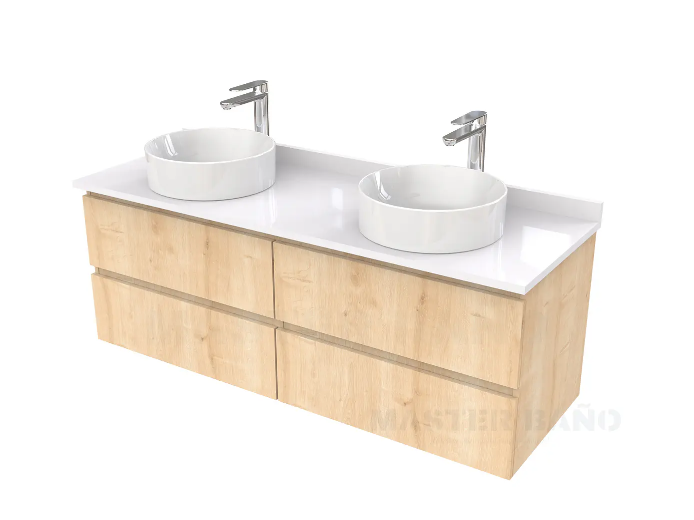 Mueble Vanitorio  para lavamanos sobreponer simple de 150 cm M4-1530-SPA  / Rustico 1