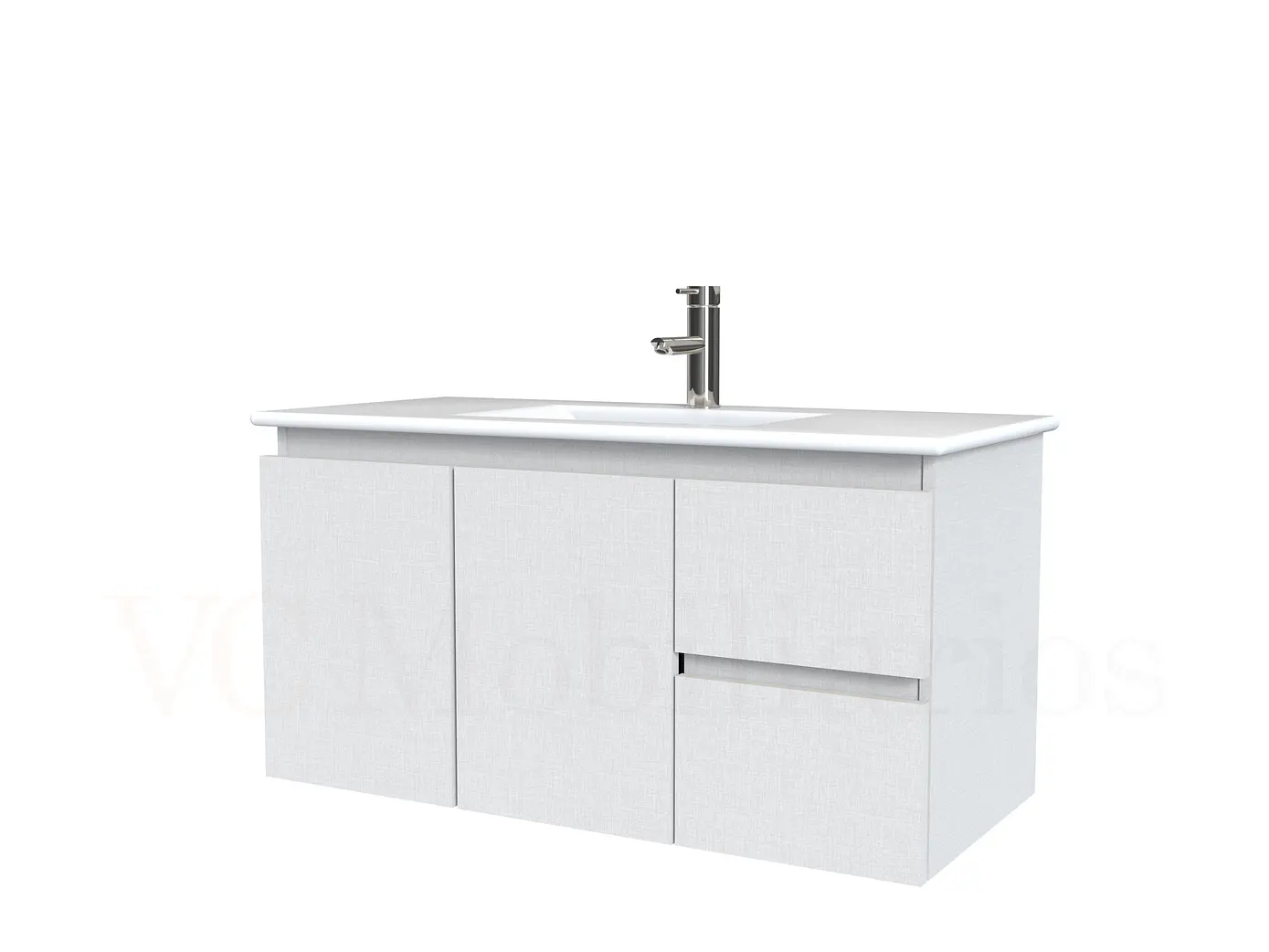 Mueble vanitorio aereo con cubierta de loza de 90 cm  /  M2-901-A / Giorno 1