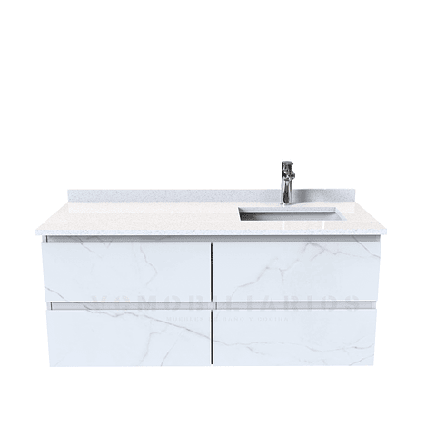 Mueble vanitorio aereo simple de 130cm  M4-1338-A / Derecho / Marmara