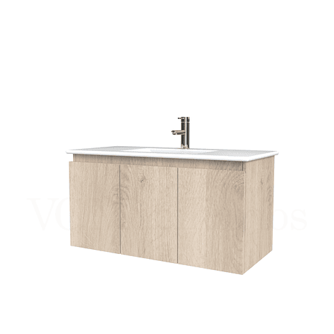 Mueble vanitorio aereo con cubierta de loza de 90 cm  /  M0-901-A / Jerez