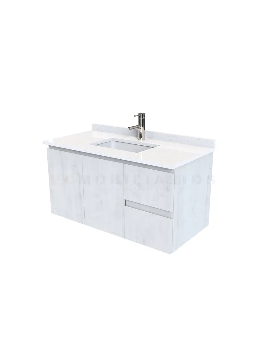 Mueble vanitorio aereo de 90 cm con cubierta de cuarzo / M2-938-A / Alaska 1