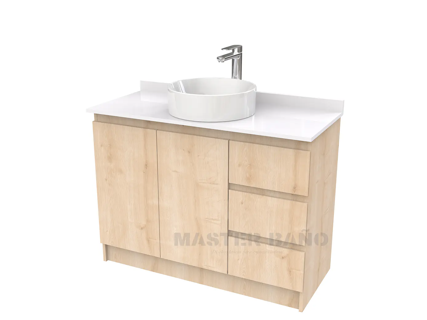 Mueble Vanitorio al piso para lavamanos sobreponer simple de 90 cm M2-930-SPA / Rustico 1