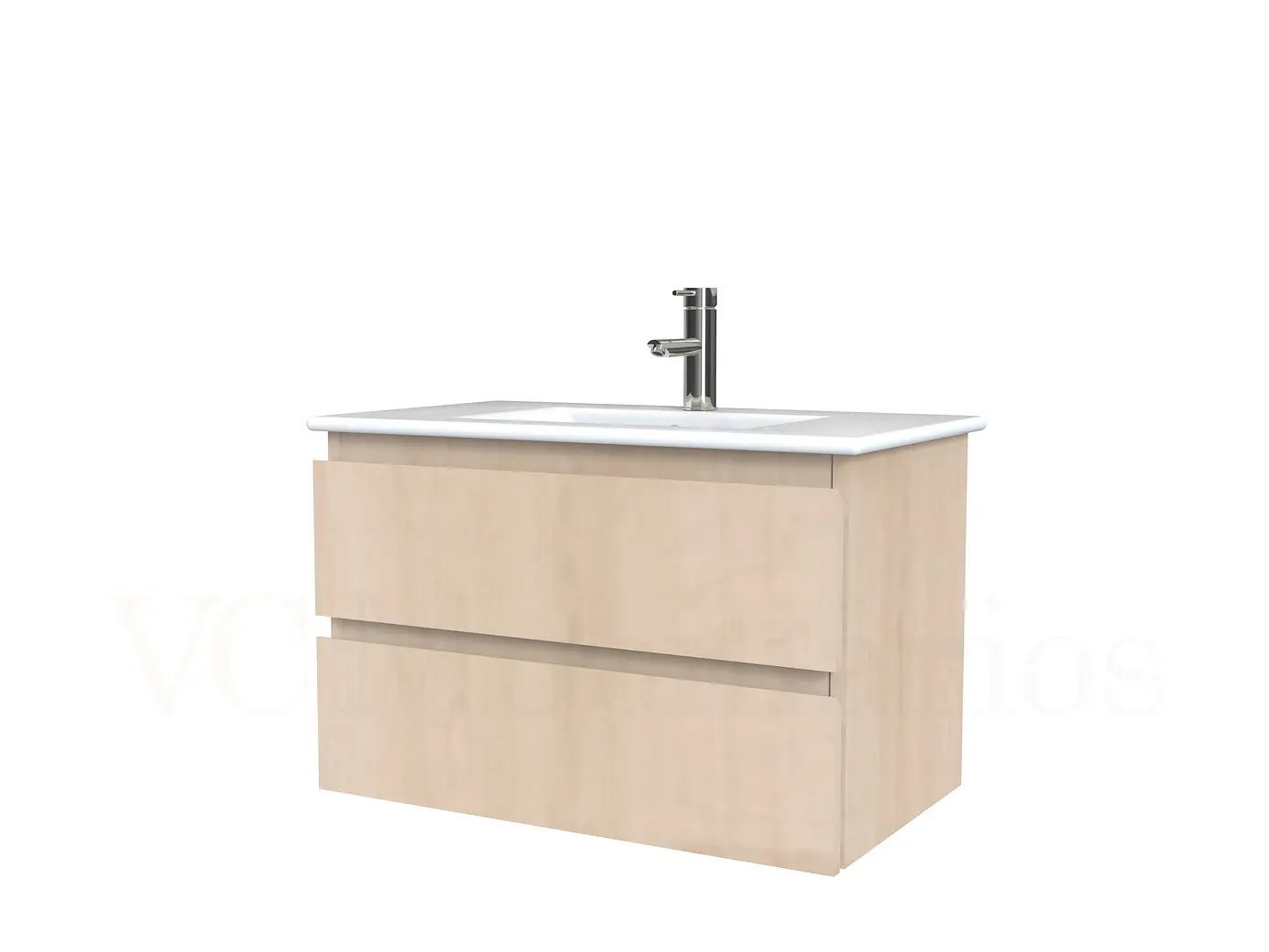 Mueble vanitorio aereo con cubierta de loza de 70 cm  /  M3-701-A /  Rustico 1