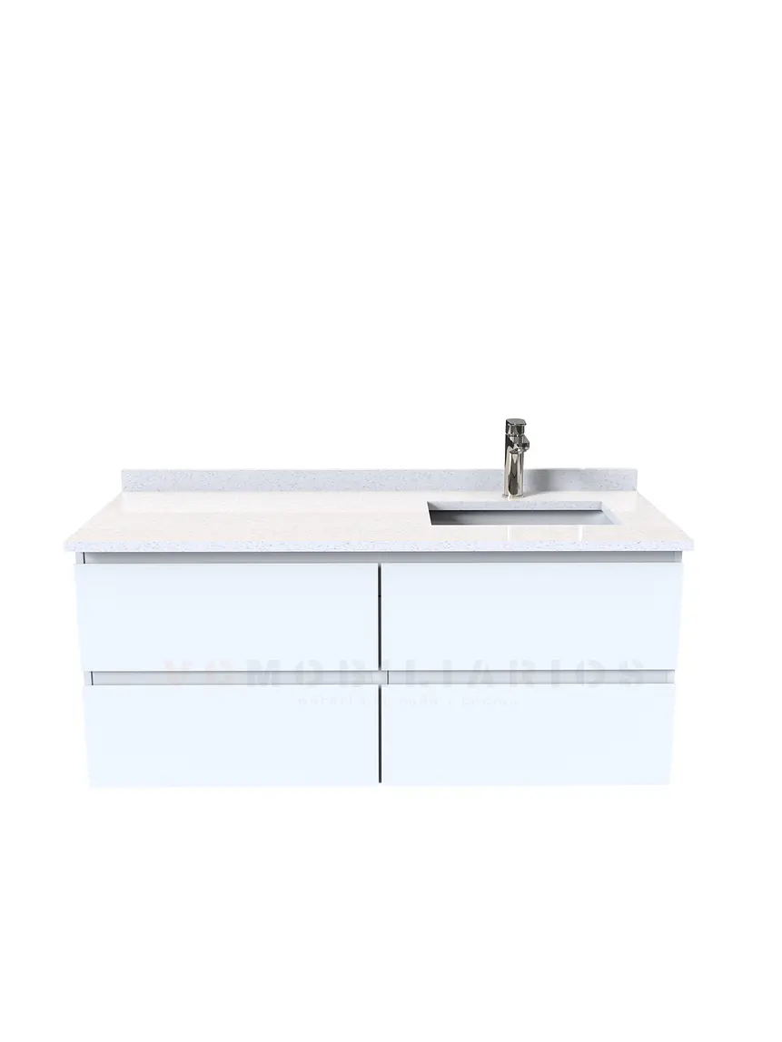 Mueble vanitorio aereo simple de 130cm  M4-1338-A / Derecho / Blanco 1