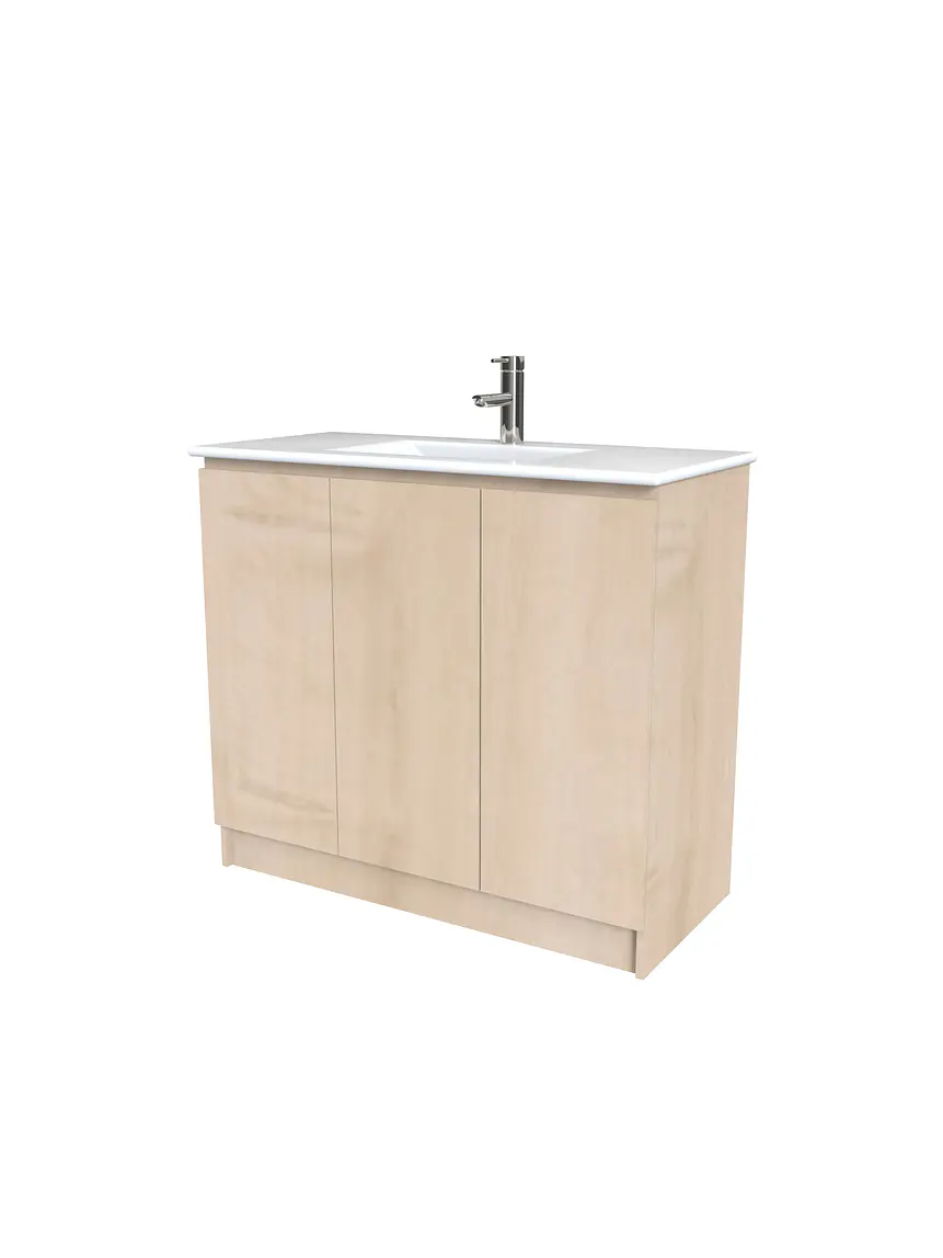 Mueble vanitorio al piso  de 100  cm con cubierta de loza M0-001  / Rustico 1