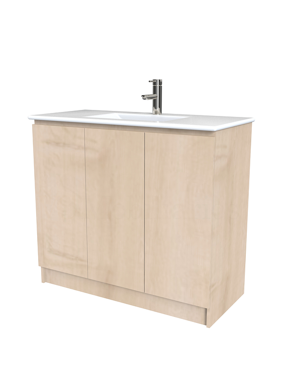 Mueble vanitorio al piso  de 100  cm con cubierta de loza M0-001  / Rustico 1