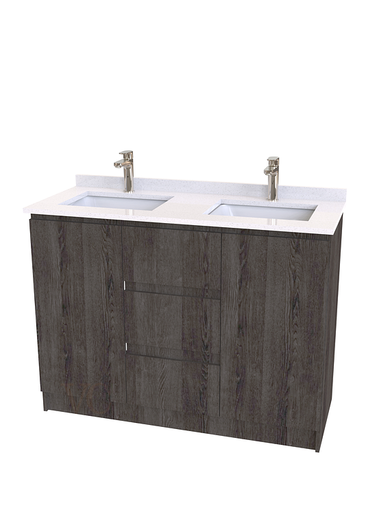 Mueble vanitorio Doble al piso con cubierta de cuarzo  de 130 cm /  M2-1334 -D / Espresso 1