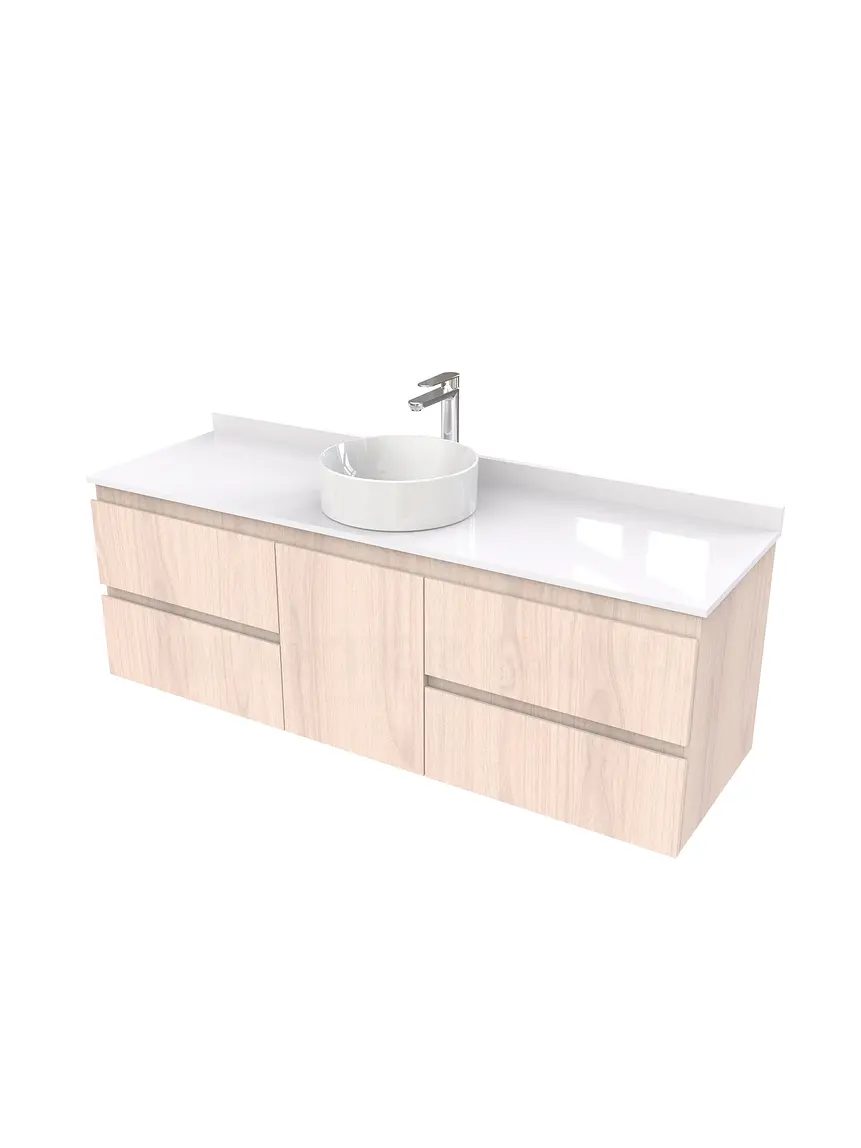 Mueble Vanitorio  aereo para lavamanos sobreponer simple de 160 cm M2-1630-SPA / Nougat 1