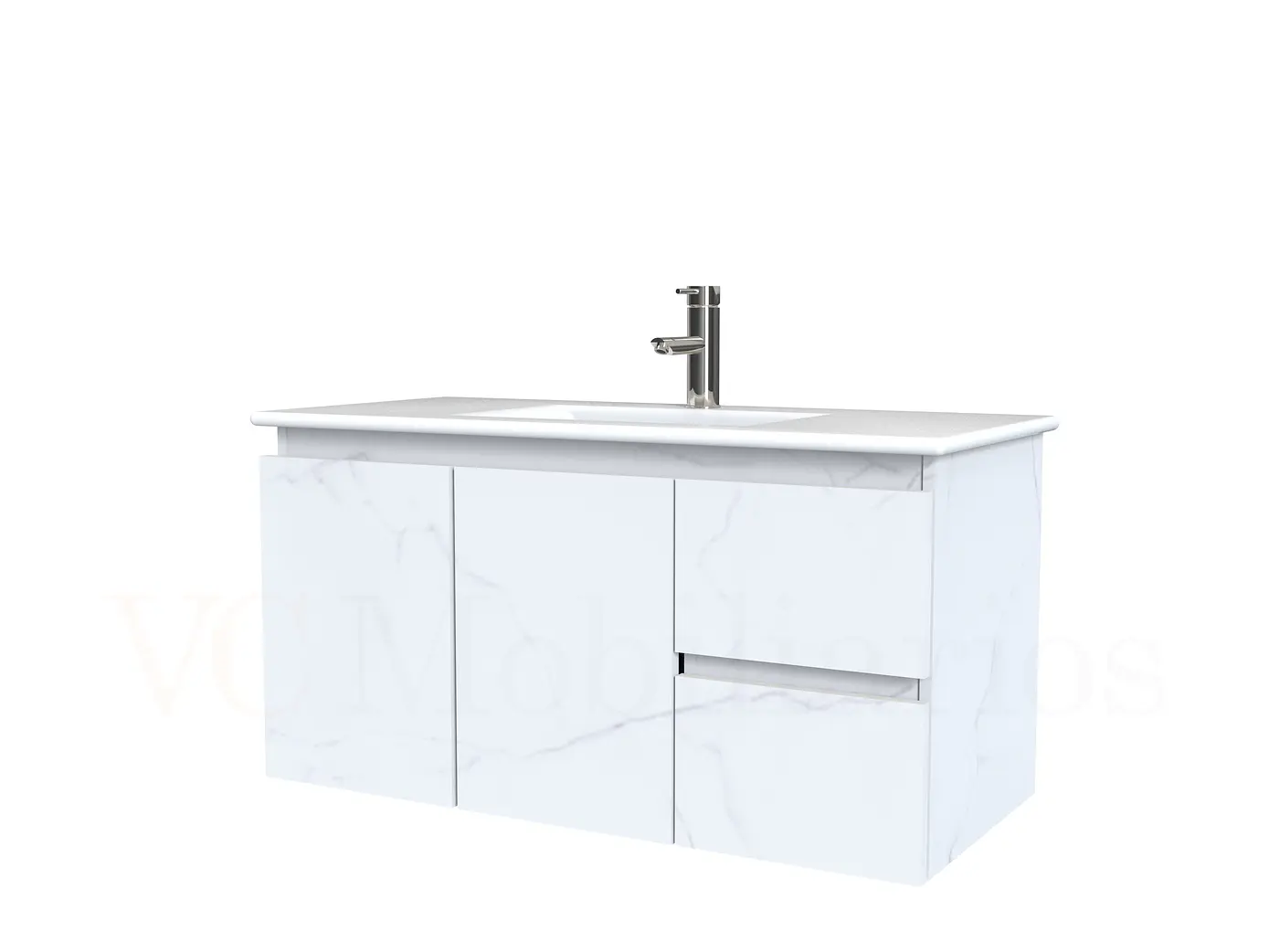 Mueble vanitorio aereo con cubierta de loza de 90 cm  /  M2-901-A / Marmara 1