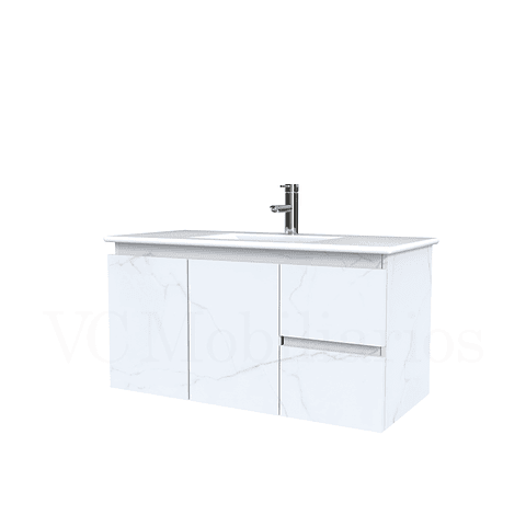 Mueble vanitorio aereo con cubierta de loza de 90 cm  /  M2-901-A / Marmara