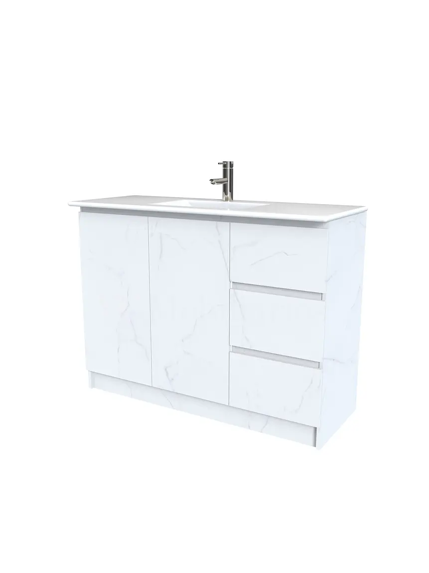 Mueble vanitorio al piso  de 120  cm con cubierta de loza M2-1201   Marmara 1