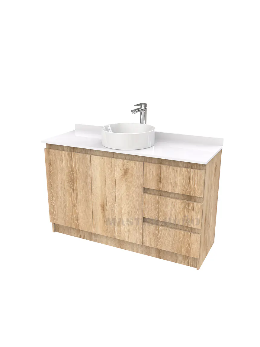 Mueble Vanitorio al piso para lavamanos sobreponer simple de 140 cm M2-1430-SPA / Cava 1