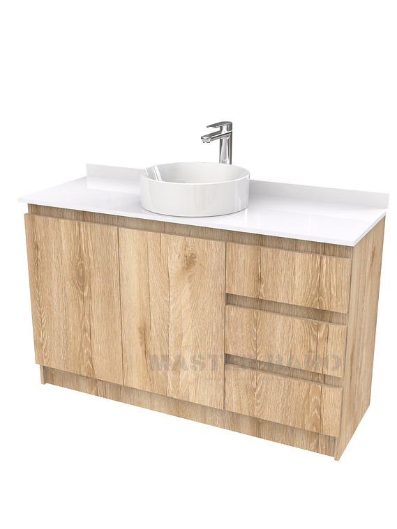 Mueble Vanitorio al piso para lavamanos sobreponer simple de 140 cm M2-1430-SPA / Cava 1