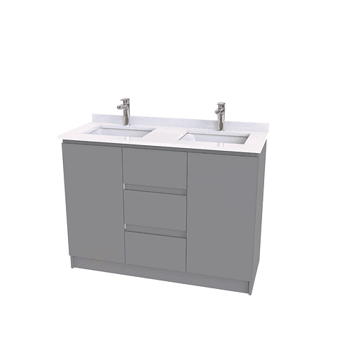 Mueble vanitorio Doble al piso con cubierta de cuarzo  de 130 cm /  M2-1334 -D / Notte