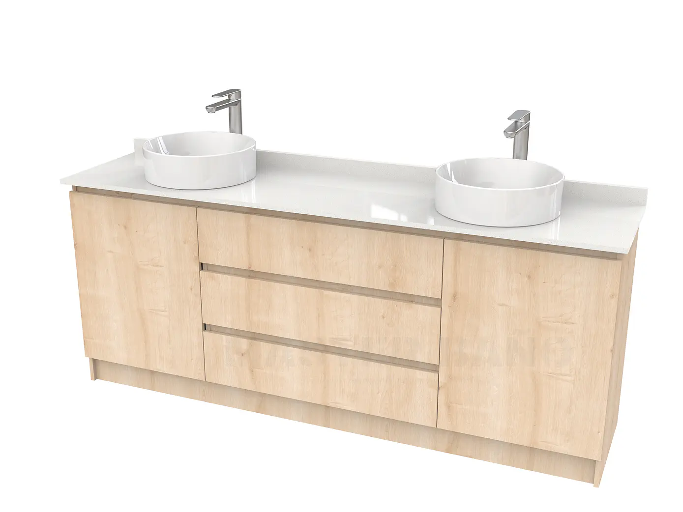 Mueble vanitorio al piso doble para lavamanos de sobreponer de 180cm /  M2-1838-DP / Ristoco 1