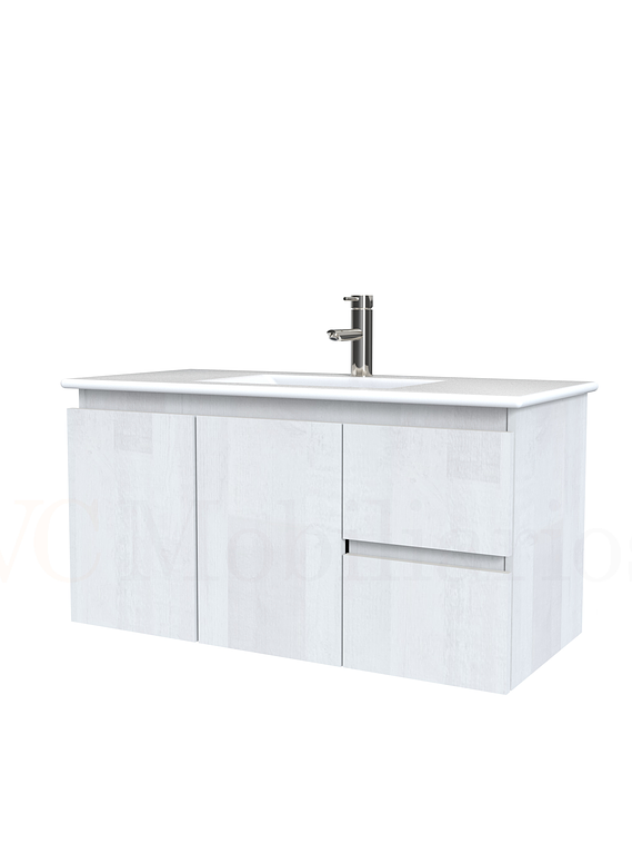 Mueble vanitorio aereo con cubierta de loza de 90 cm  /  M2-901-A / legno 1