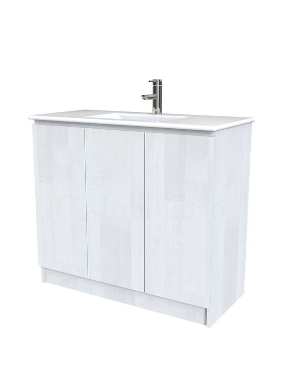 Mueble vanitorio al piso  de 100  cm con cubierta de loza M0-001  / Legno 1