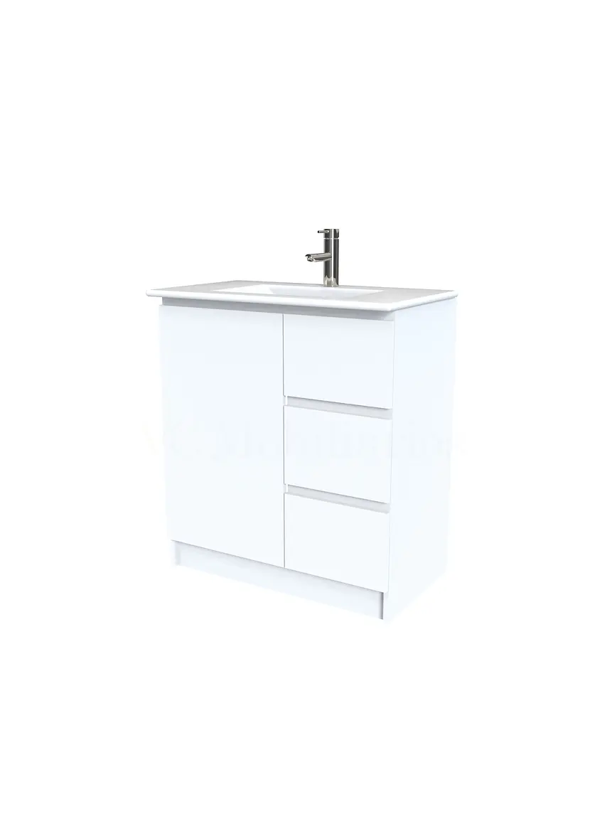 Mueble vanitorio al piso  de 70  cm con cubierta de loza M2-701  / Blanco 1