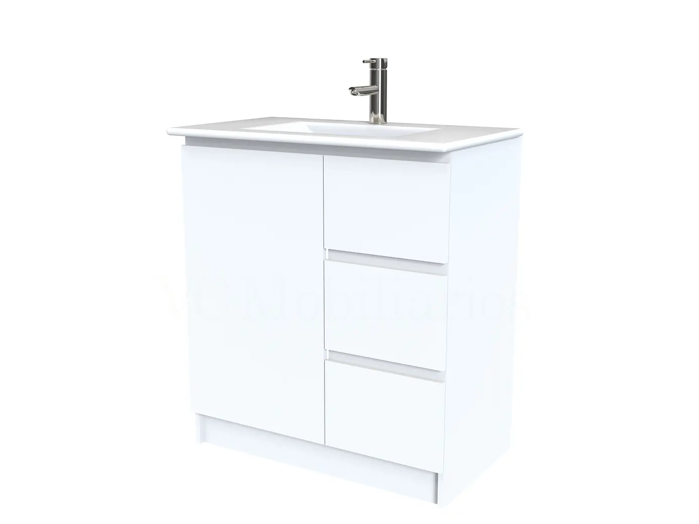 Mueble vanitorio al piso  de 70  cm con cubierta de loza M2-701  / Blanco 1
