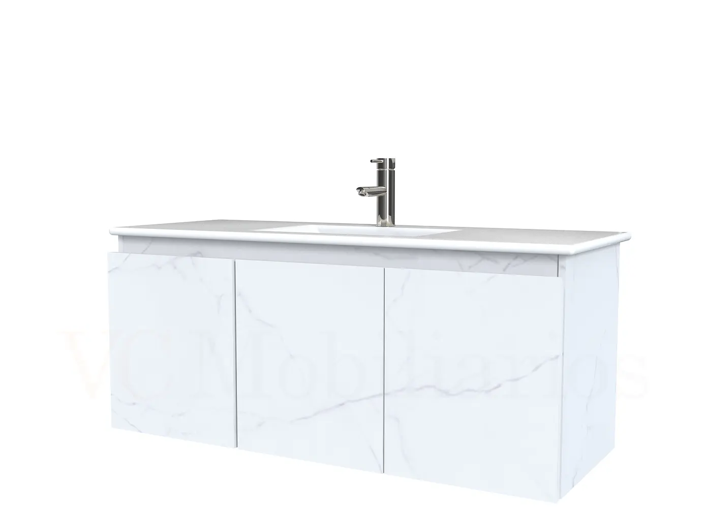 Mueble vanitorio aereo con cubierta de loza de 120 cm / M0-1201-A / Marmara 1