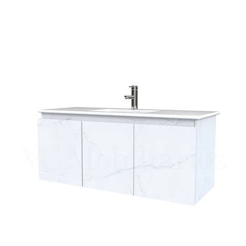 Mueble vanitorio aereo con cubierta de loza de 120 cm / M0-1201-A / Marmara