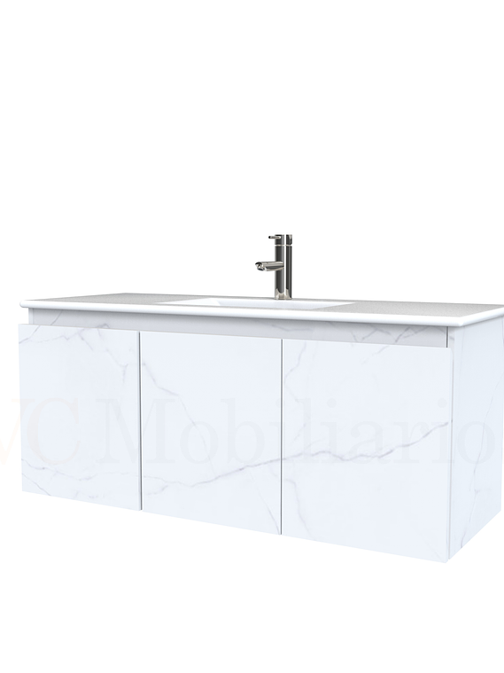 Mueble vanitorio aereo con cubierta de loza de 120 cm / M0-1201-A / Marmara 1